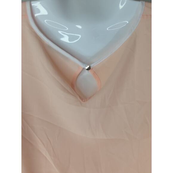 Calvin Klein Peachy Pink Keyhole Neck Flutter Sleeve Pullover Blouse Size L - Picture 5 of 7